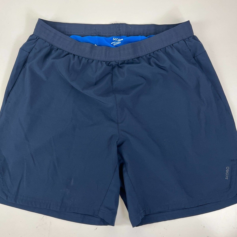 Skora Qwick Dry Mens Blue Elastic Waist Pull On Sportwear Athletic Short Size XL
